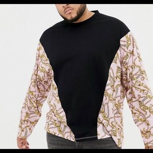 Half turtle neck chain print top (New with Tags)